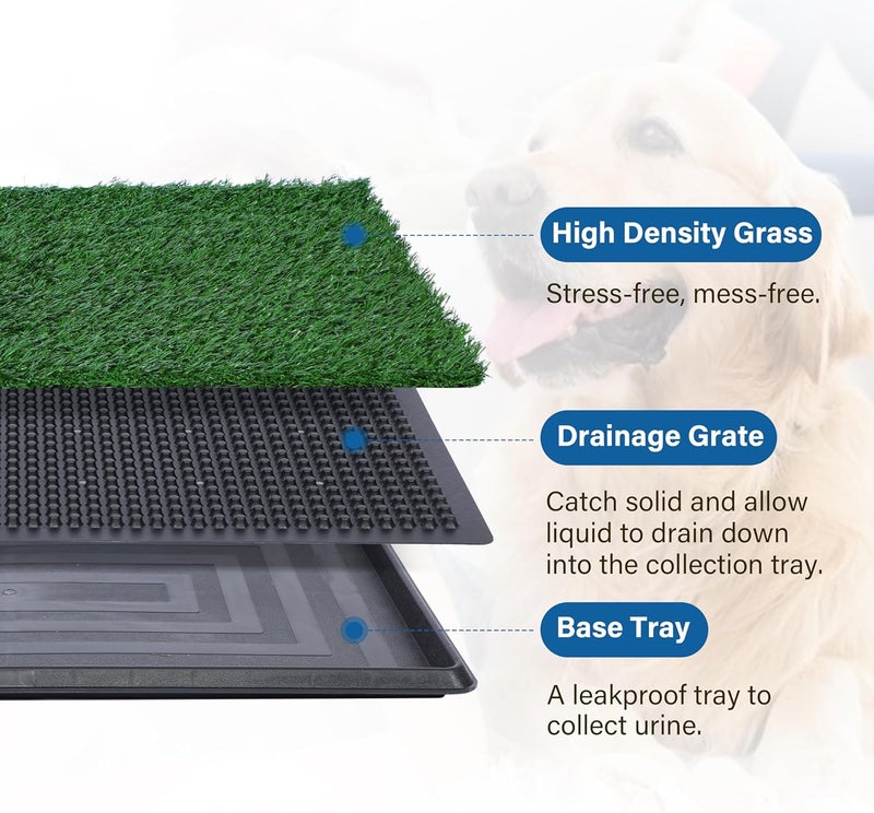 FluffyDream Artificial Grass for Dog Potty – 20 x 25 inch,Strong Absorbency Grass Pad with Tray, Dog Potty Training Pad Litter Box with Grass - Image 2